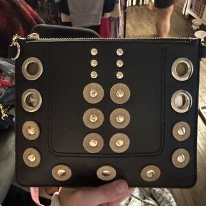 THEORY Studded Pouch In Nappa Leather crossbody bag w/ chain